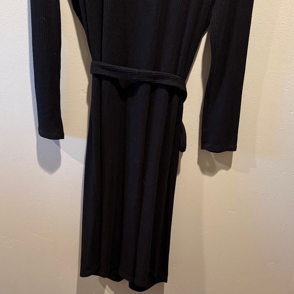 VETTA Capsule The Long Cardigan Black Ribbed Button-Front with Tie Waist Dress - Picture 11 of 12
